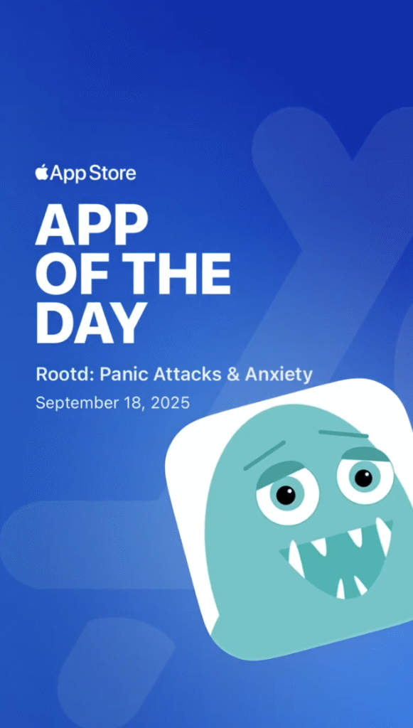 Apple App Store App of the Day card for Rootd: Panic Attacks and Anxiety, dated September 18, 2025